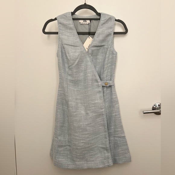 Tweed Wrap Dress in Baby Blue - Picture 6 of 6